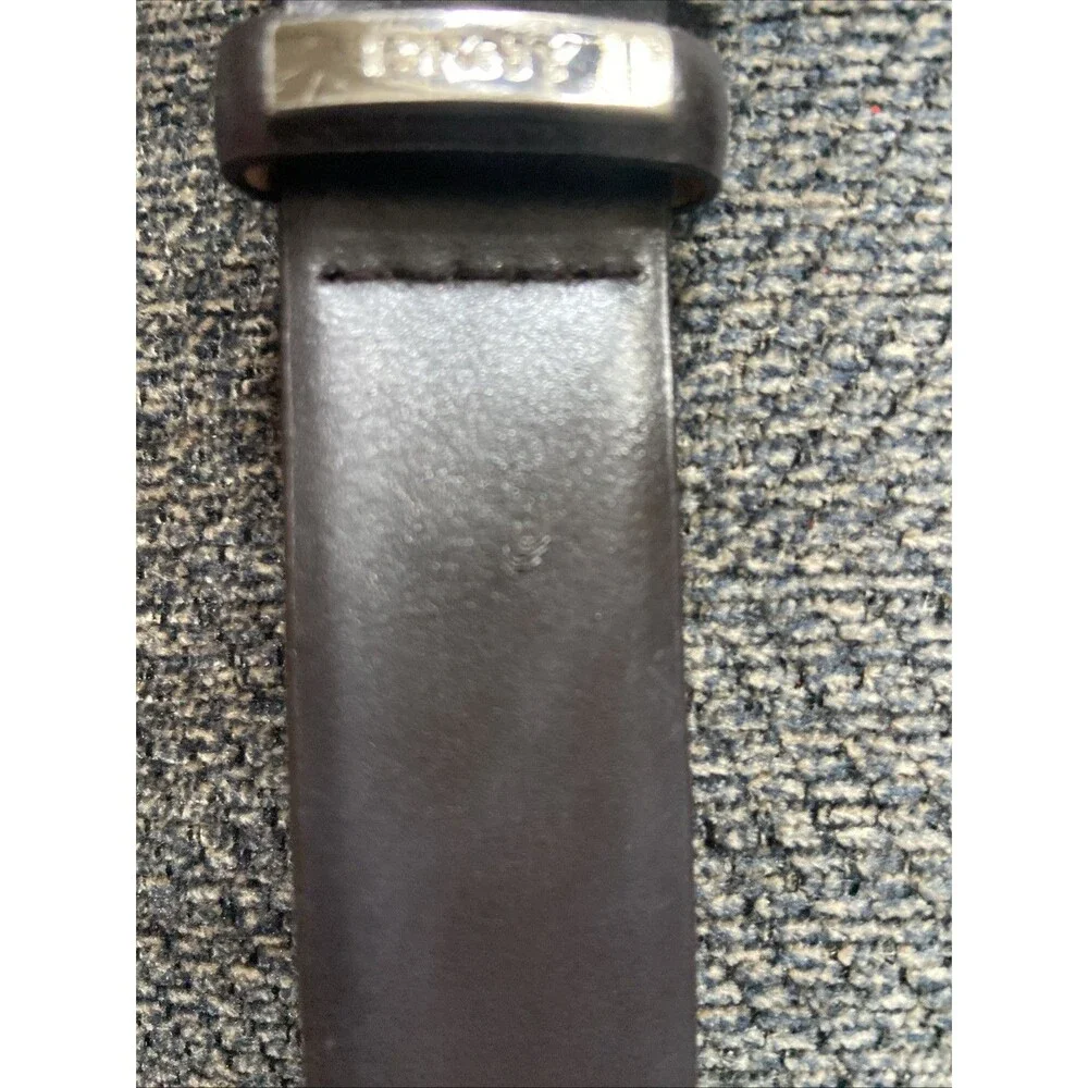 DKNY Black Logo Belt Silver Buckle Women's Size 36 Designer Fashion Donna Karen